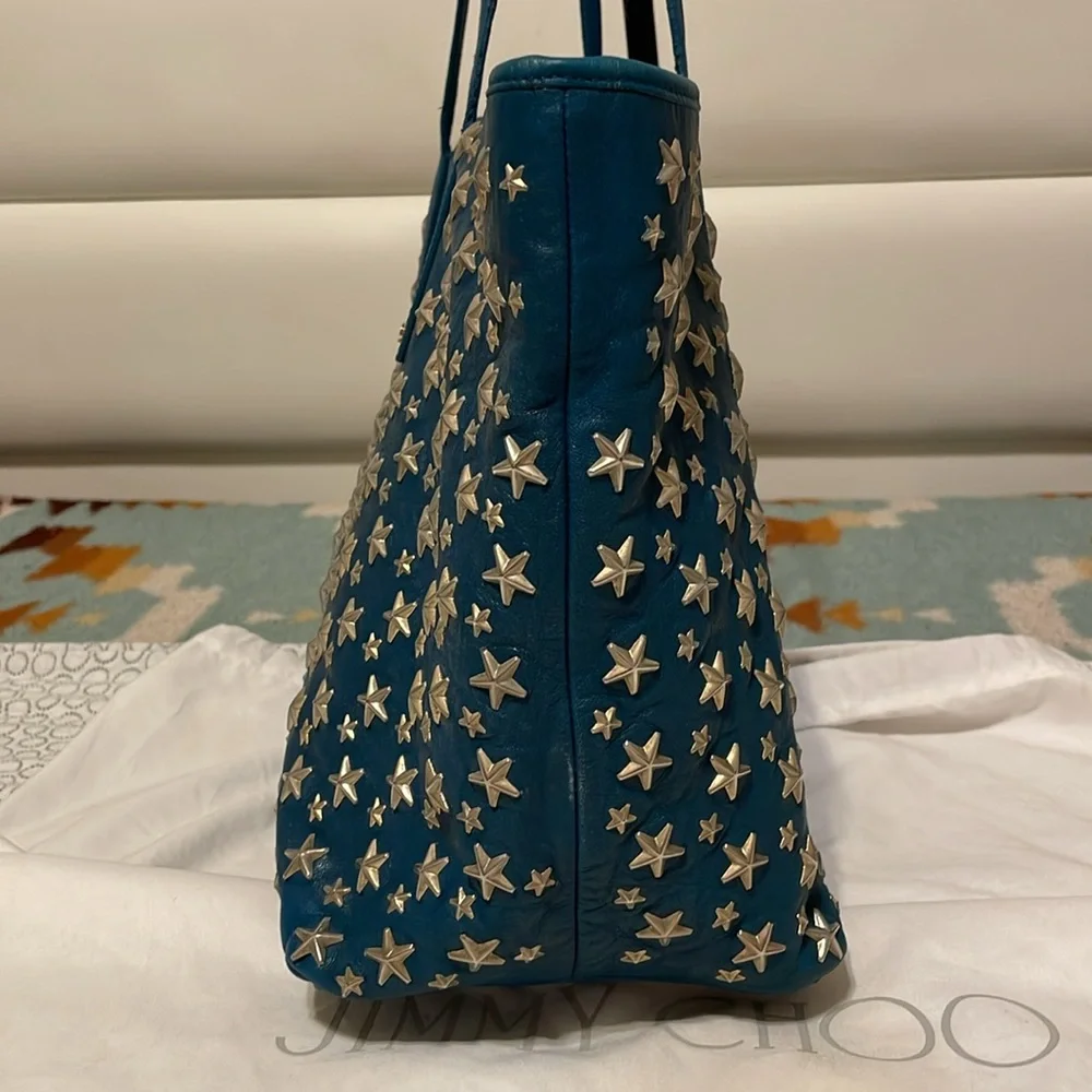 Jimmy Choo Teal Star-Studded Tote